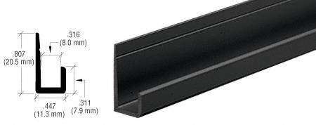 CRL Canadian Style Black 1/4" Standard Bottom "J" Channel - 12 Ft