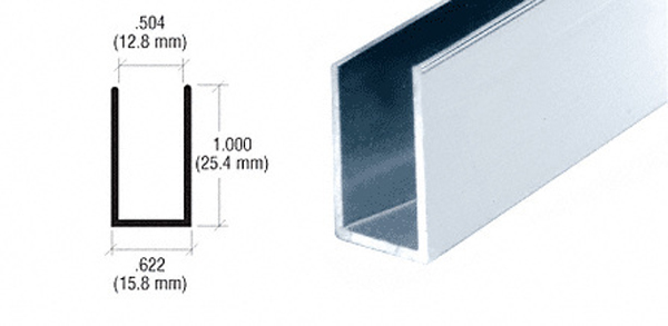 CRL Brite Anodized 1/2" Aluminum "U" Channel - 12 ft long