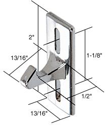 CRL Lock Keeper for Miller Industries Sliding Glass Patio Doors, 1-1/8" Screw Holes, 13/16" Wide, Chrome