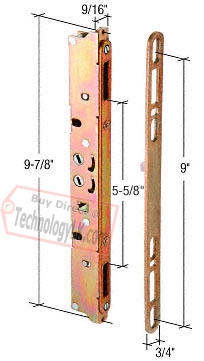 Mortise Lock for Sliding Glass Patio Doors, Two Locking Points, 9-7/8" Screw Holes