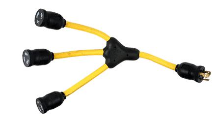 Twist-to-Lock Molded Ends 20 Amp "W" Type Electrical Adapter