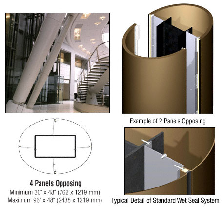 CRL Custom Polished Bronze Standard Series Elliptical Column Covers Four Panels Opposing