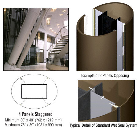CRL Custom Brushed Bronze Standard Series Elliptical Column Covers Four Panels Staggered