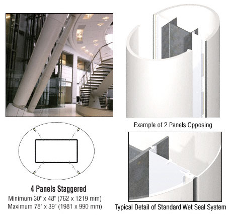 CRL Custom Bone White Standard Series Elliptical Column Covers Four Panels Staggered