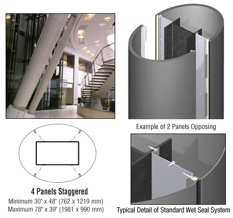 CRL Custom Champagne Metallic Standard Series Elliptical Column Covers Four Panels Staggered