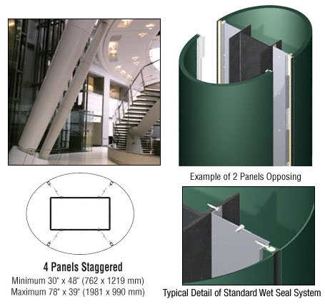 CRL Custom Kynar Painted Standard Series Elliptical Column Covers Four Panels Staggered