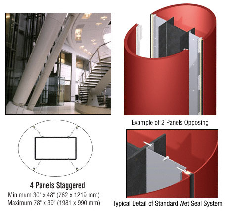 CRL Custom Newlar Painted Standard Series Elliptical Column Covers Four Panels Staggered
