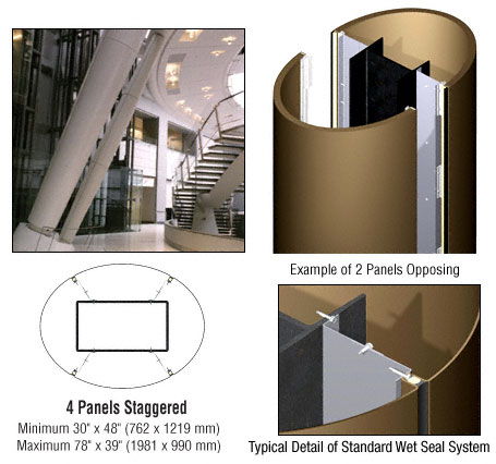 CRL Custom Polished Bronze Standard Series Elliptical Column Covers Four Panels Staggered