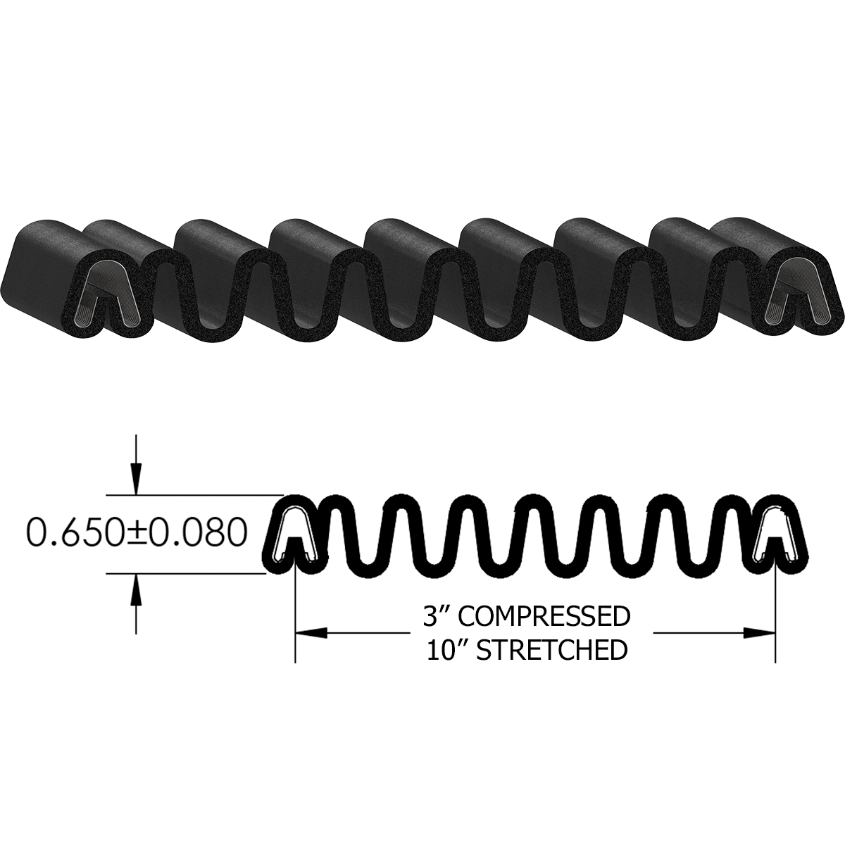 Gordon Glass&#174; Slider to Slider Accordion Boot Seal, 3&quot; Compressed, 8&quot; Stretched - 25 ft | Spring clips are facing the same direction