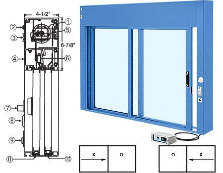 CRL Custom Size Painted (Specify) All Electric Fully Automatic Deluxe Sliding Service Window - Aluminum Full Bottom Track