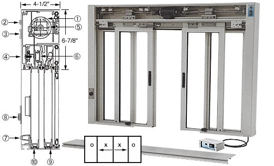 CRL Custom Size Satin Anodized All Electric Fully Automatic Deluxe Sliding Service Window - Aluminum Half Bottom Track