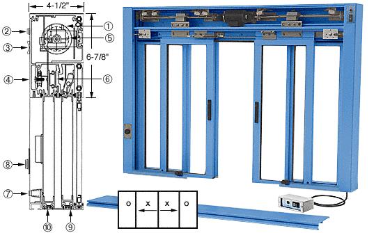 CRL Custom Size Painted Finish All Electric Fully Automatic Deluxe Sliding Service Window - Aluminum Half Bottom Track