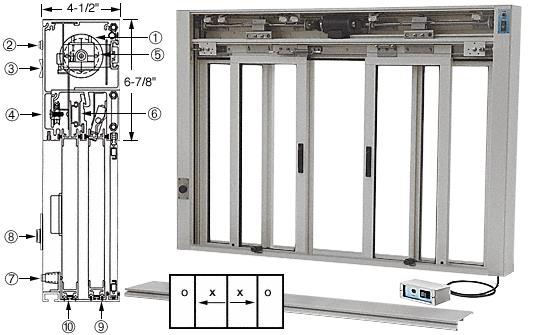 CRL Custom Size Satin Anodized All Electric Fully Automatic Deluxe Sliding Service Window - Aluminum Full Bottom Track