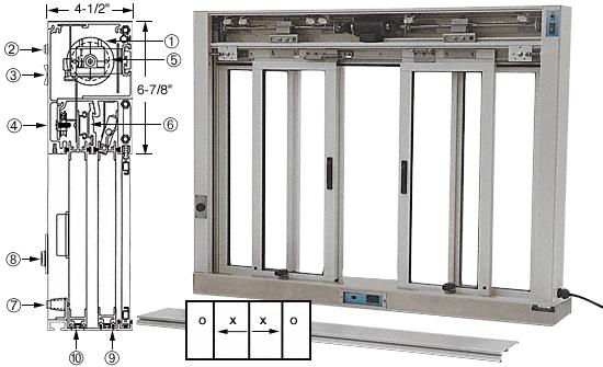 CRL Custom Size Satin Anodized All Electric Fully Automatic Deluxe Sliding Service Window - Stainless Steel Sill