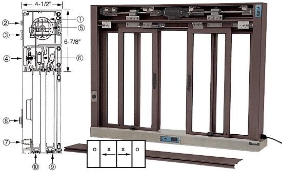 CRL Custom Size Duranodic Bronze All Electric Fully Automatic Deluxe Sliding Service Window - Stainless Steel Sill