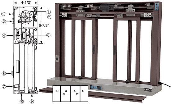CRL Custom Size Duranodic Bronze All Electric Fully Automatic Deluxe Sliding Service Window - Stainless Steel Shelf