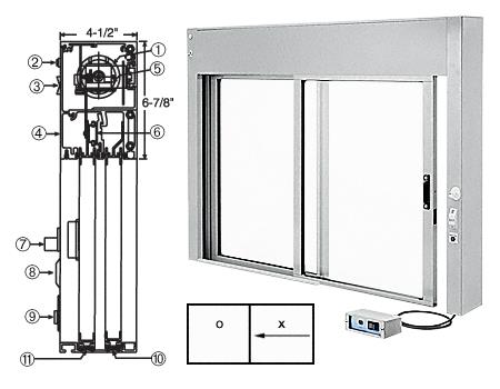 CRL 48" x 30" Satin Anodized All Electric Fully Automatic Deluxe Sliding Service Window - "OX"