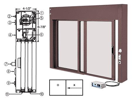 CRL 48" x 36" Duranodic Bronze All Electric Fully Automatic Deluxe Sliding Service Window - "OX"
