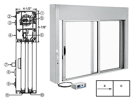 CRL 48" x 36" Satin Anodized All Electric Fully Automatic Deluxe Sliding Service Window - "XO"