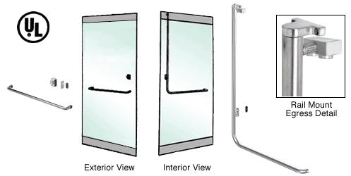 CRL Brushed Stainless Left Hand Double Swing Rail Mount Keyed Access "A" Exterior Top Securing Electronic Egress Control Handle