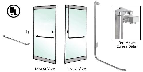 CRL Brushed Stainless Left Hand Double Swing Rail Mount Retainer Plate "A" Exterior Top Securing Electronic Egress Control Handle