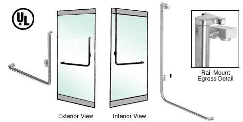 CRL Polished Stainless Left Hand Double Swing Rail Mount Keyed Access "B" Exterior Top Securing Electronic Egress Control Handle