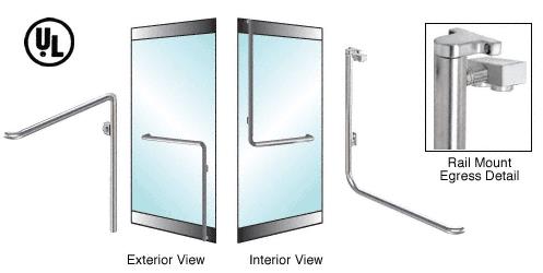 CRL Polished Stainless Left Hand Reverse Swing Rail Mount Keyed Access "C" Exterior Top Securing Electronic Egress Control Handle