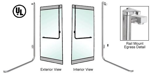 CRL Brushed Stainless Left Hand Double Swing Rail Mount Keyed Access Exterior Top Securing Electronic Egress Control Handle