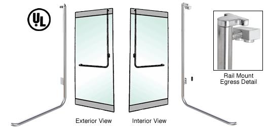 CRL Brushed Stainless Left Hand Reverse Inside Swing Rail Mount Keyed Access "D" Exterior Top Securing Electronic Egress Control Handle