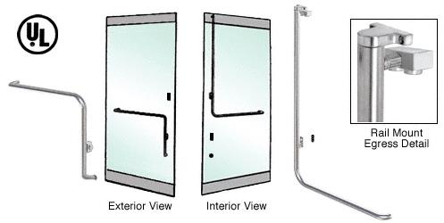 CRL Brushed Stainless Left Hand Reverse Swing Rail Mount Keyed Access "E" Exterior Top Securing Electronic Egress Control Handle