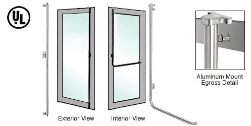 CRL Brushed Stainless Left Hand Reverse Swing Aluminum Door Mount Keyed Access "F" Exterior Top Securing Electronic Egress Control Handle