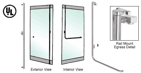 CRL Brushed Stainless Left Hand Reverse Swing Rail Mount Keyed Access "F" Exterior Top Securing Electronic Egress Control Handle