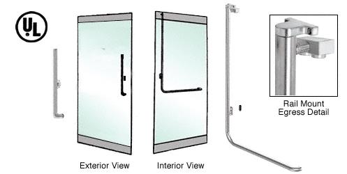 CRL Polished Stainless Left Hand Double Swing Rail Mount Keyed Access "H" Exterior Top Securing Electronic Egress Control Handle
