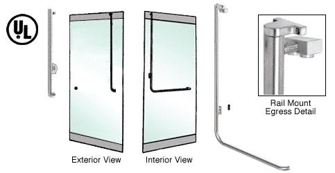 CRL Brushed Stainless Left Hand Reverse Rail Mount Keyed Access "J-S" Exterior Top Securing Electronic Egress Control Handle
