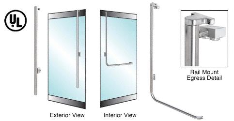 CRL Polished Stainless Left Hand Reverse Rail Mount Keyed Access "LS" Exterior Top Securing Electronic Egress Control Handle