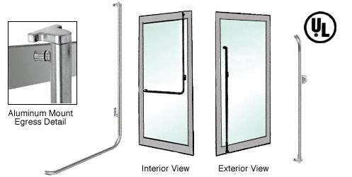 CRL Brushed Stainless Right Hand Reverse Swing Aluminum Door Mount Keyed Access "M" Exterior Top Securing Electronic Egress Control Handle