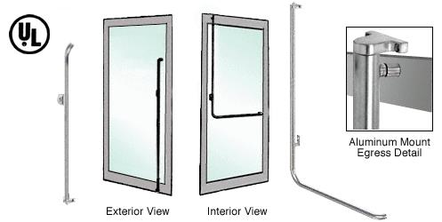 CRL Brushed Stainless Left Hand Reverse Swing Aluminum Door Mount Keyed Access "M" Exterior Top Securing Electronic Egress Control Handle