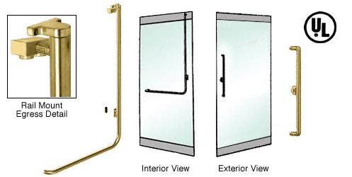 CRL Polished Brass Right Hand Reverse Swing Rail Mount Keyed Access "X" Exterior Top Securing Electronic Egress Control Handle
