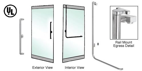 CRL Brushed Stainless Left Hand Reverse Swing Rail Mount Keyed Access "X" Exterior Top Securing Electronic Egress Control Handle
