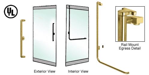 CRL Polished Brass Left Hand Reverse Swing Rail Mount Keyed Access "X" Exterior Top Securing Electronic Egress Control Handle