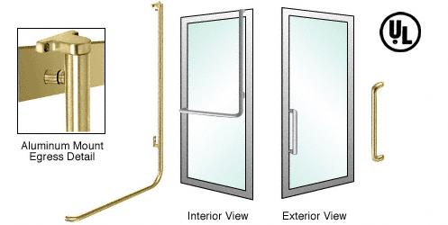 CRL Satin Brass Right Hand Reverse Swing Aluminum No Cylinder "Y" Exterior Top Securing Electronic Egress Control Handle