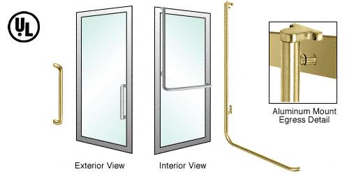 CRL Satin Brass Left Hand Reverse Swing Aluminum No Cylinder "Y" Exterior Top Securing Electronic Egress Control Handle