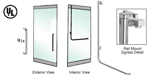CRL Brushed Stainless Left Hand Reverse Swing Rail Mount Keyed Access "Y" Exterior Top Securing Electronic Egress Control Handle