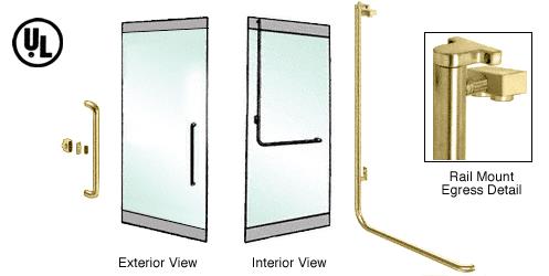 CRL Polished Brass Left Hand Reverse Swing Rail Mount Keyed Access "Y" Exterior Top Securing Electronic Egress Control Handle