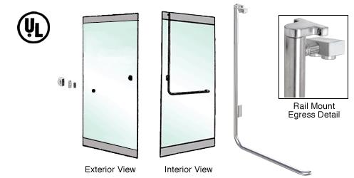 CRL Brushed Stainless Left Hand Reverse Swing Rail Mount Keyed Access "Z" Exterior Top Securing Electronic Egress Control Handle
