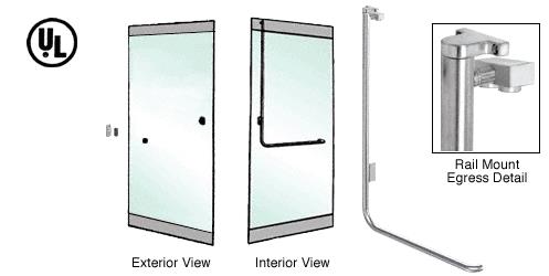 CRL Polished Stainless Left Hand Reverse Swing Rail Mount No Cylinder "Z" Exterior Top Securing Electronic Egress Control Handle