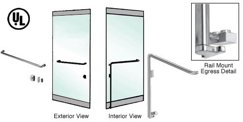 CRL Polished Brass Right Hand Double Swing Rail Mount Keyed Access "A" Exterior Bottom Securing Electronic Egress Control Handle