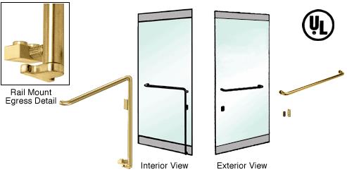 CRL Polished Brass Right Hand Reverse Swing Rail Mount Retainer Plate "A" Exterior Bottom Securing Electronic Egress Control Handle