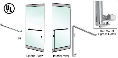 CRL Brushed Stainless Left Hand Reverse Swing Rail Mount Retainer Plate "A" Exterior Bottom Securing Electronic Egress Control Handle