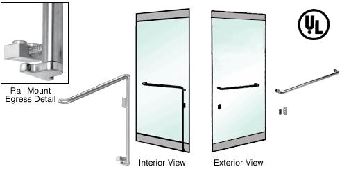 CRL Polished Brass Left Hand Reverse Swing Rail Mount Retainer Plate "A" Exterior Bottom Securing Electronic Egress Control Handle